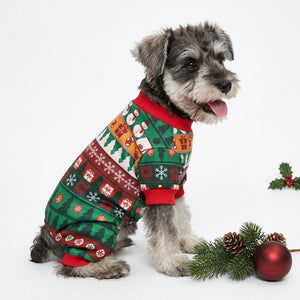 Tamecare Red and Green Snowflake Christmas Dog Pajamas
