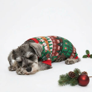 Tamecare Red and Green Snowflake Christmas Dog Pajamas
