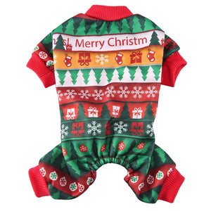Tamecare Red and Green Snowflake Christmas Dog Pajamas