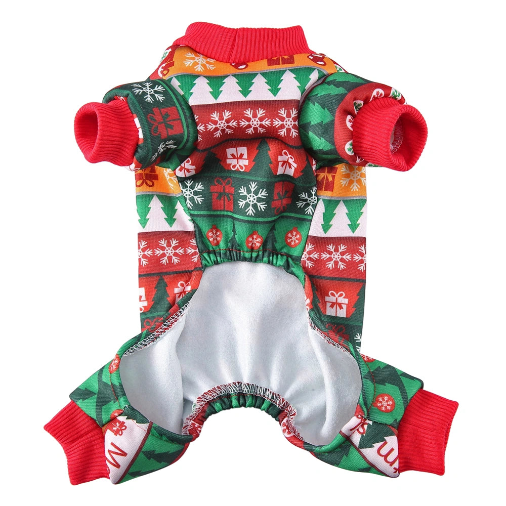 Tamecare Red and Green Snowflake Christmas Dog Pajamas - product detail
