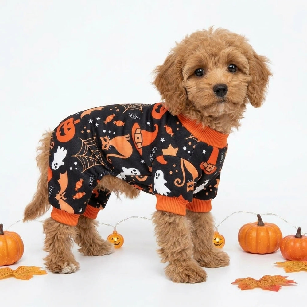 Tamecare Black Ghost and Cat Halloween Dog Pajamas