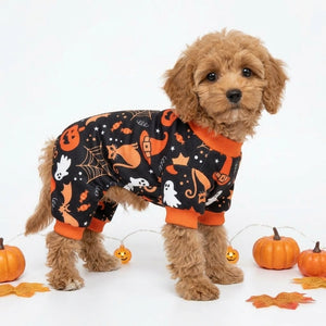 Tamecare Black Ghost and Cat Halloween Dog Pajamas