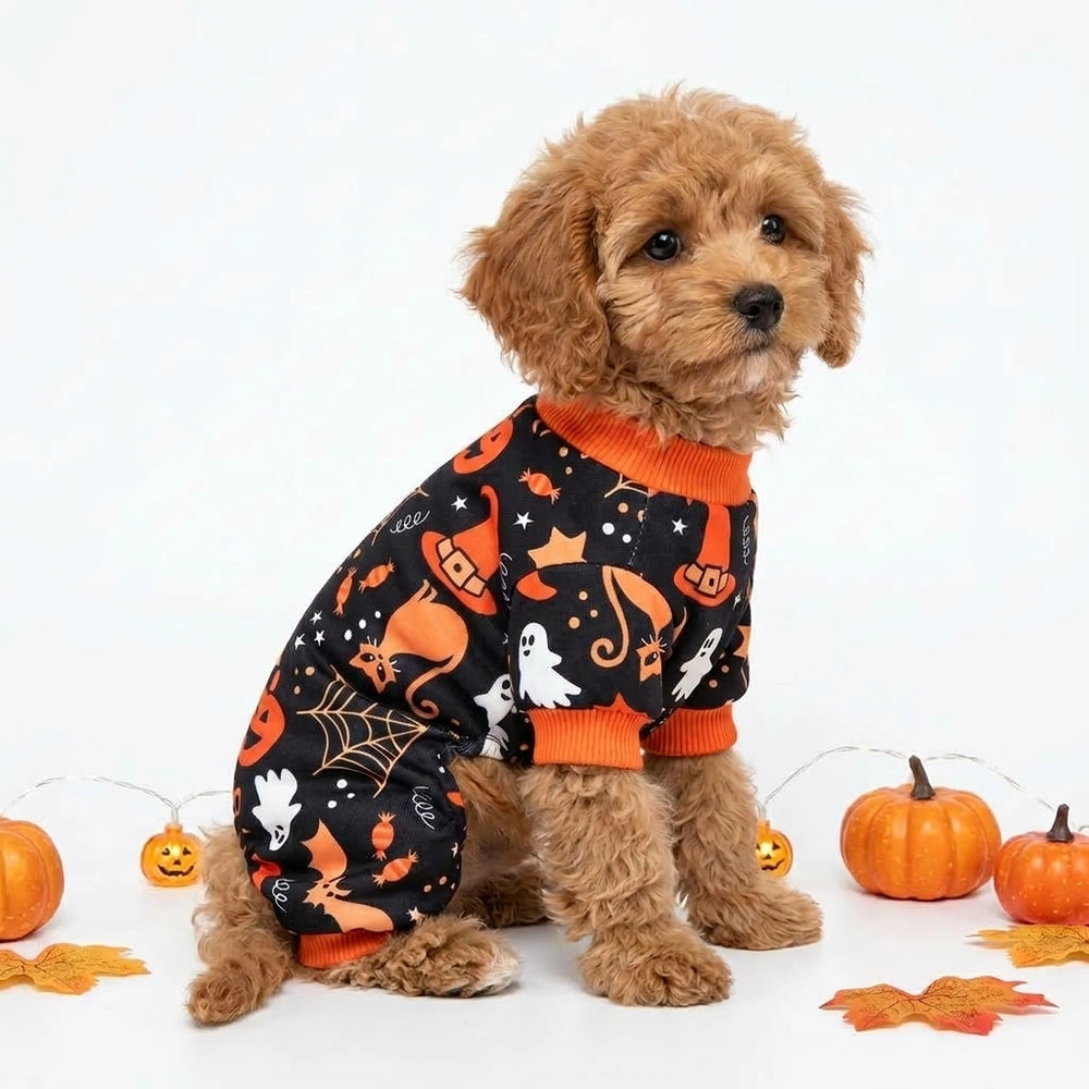 Tamecare Black Ghost and Cat Halloween Dog Pajamas