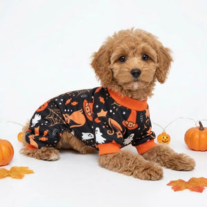 Tamecare Black Ghost and Cat Halloween Dog Pajamas
