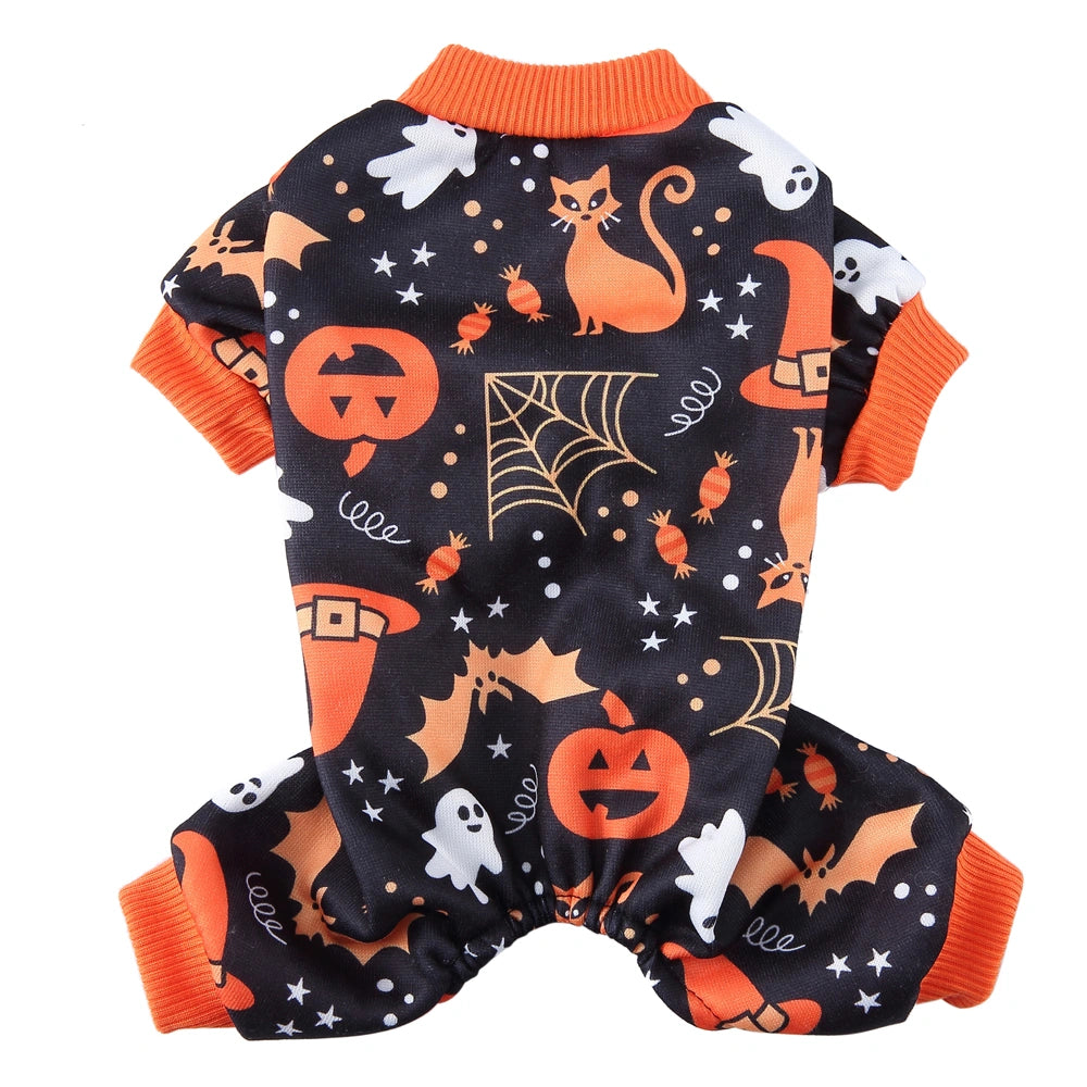 Tamecare Black Ghost and Cat Halloween Dog Pajamas