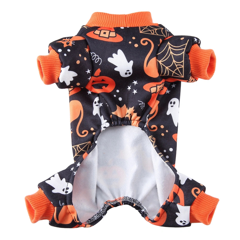 Tamecare Black Ghost and Cat Halloween Dog Pajamas