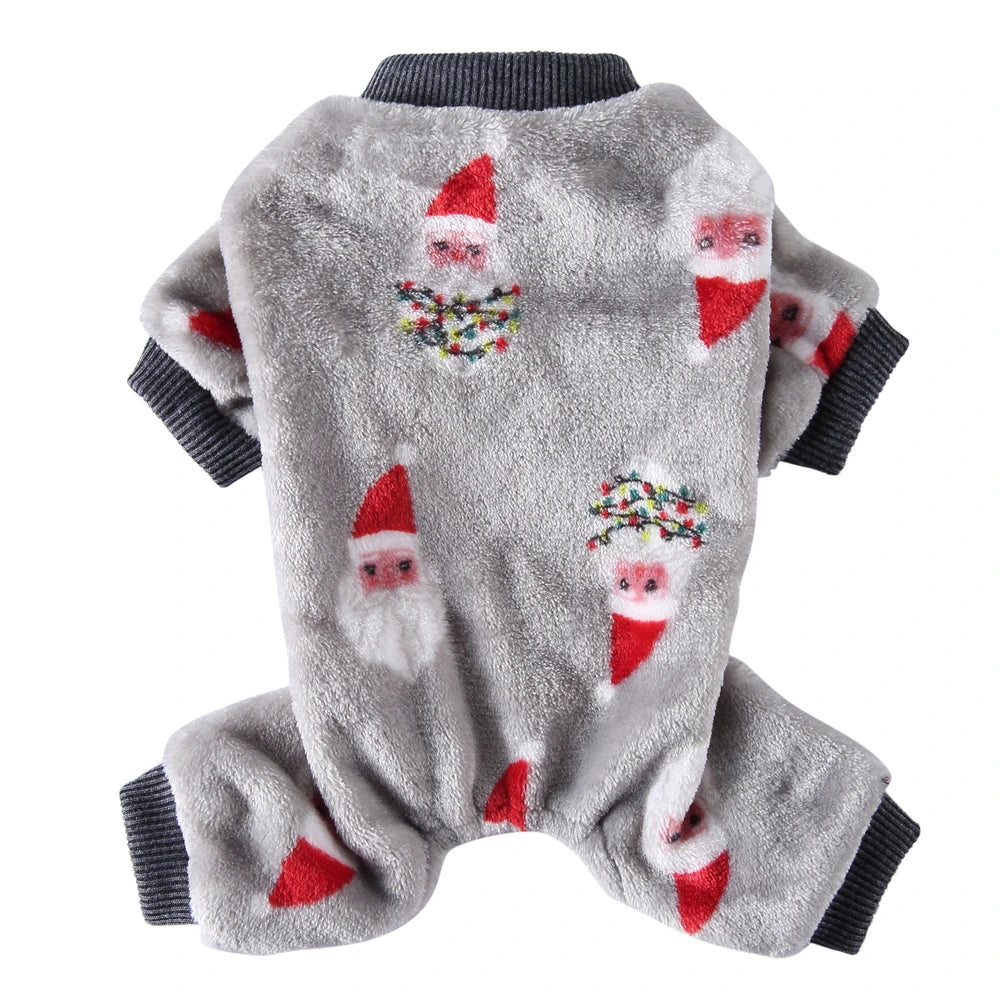 Tamecare Gray Santa Print Cozy Pet Onesie