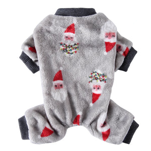 Tamecare Gray Santa Print Cozy Pet Onesie