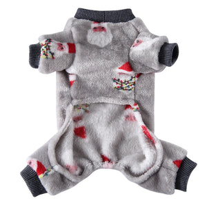 Tamecare Gray Santa Print Cozy Pet Onesie