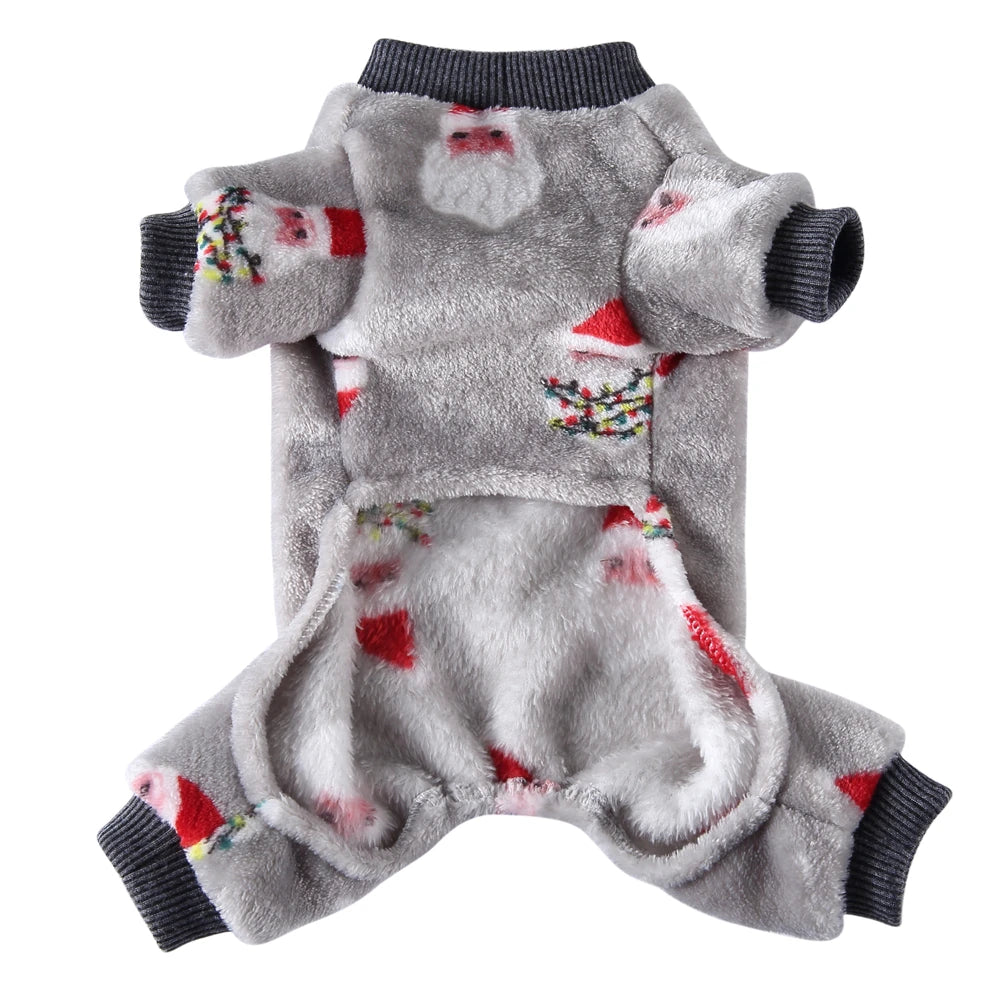 Tamecare Gray Santa Print Cozy Pet Onesie - product view 6