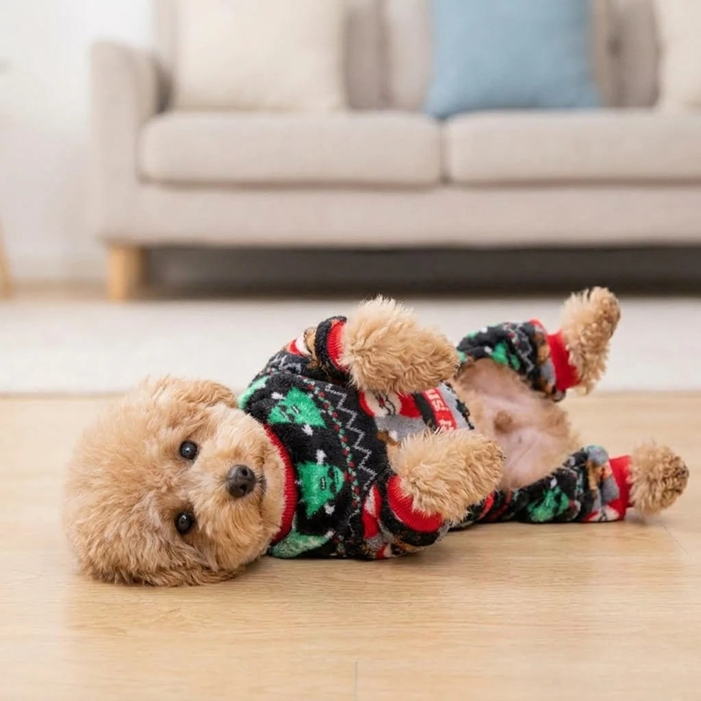 Tamecare Fuzzy Holiday Dog Jumpsuit - lifestyle view 3
