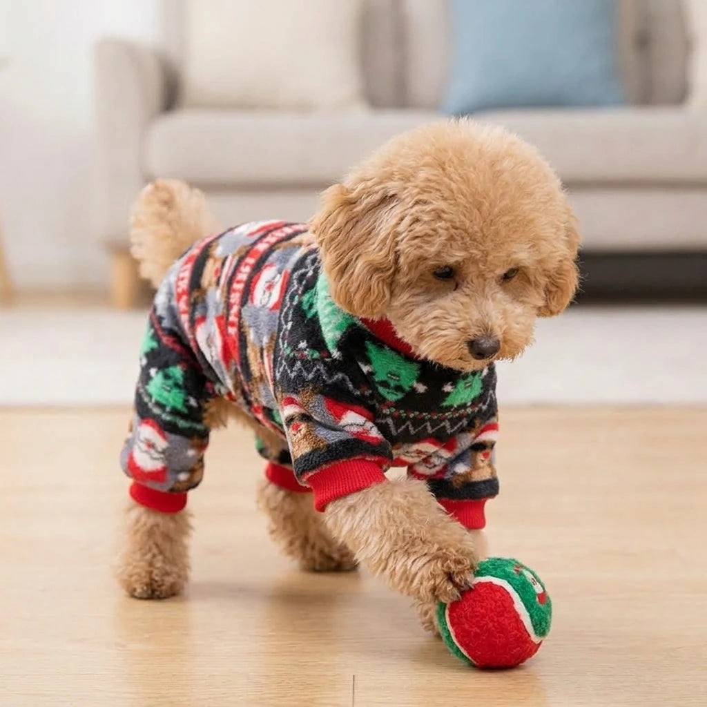 Tamecare Fuzzy Holiday Dog Jumpsuit - lifestyle view 4