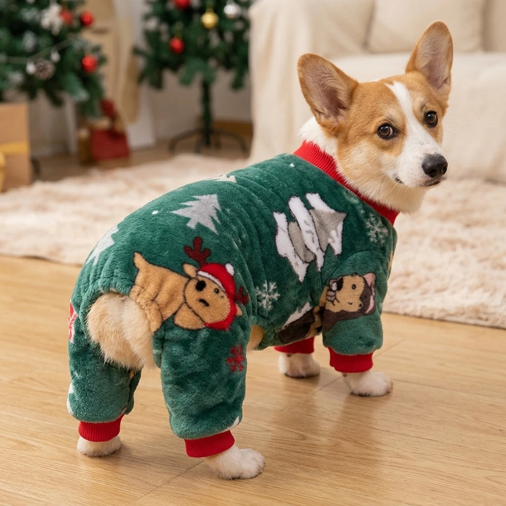 Tamecare Green Christmas Dog Print Pet Onesie