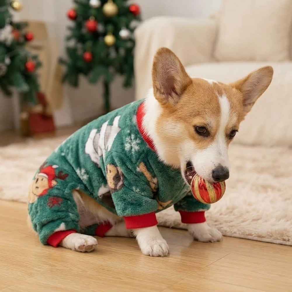 Tamecare Green Christmas Dog Print Pet Onesie