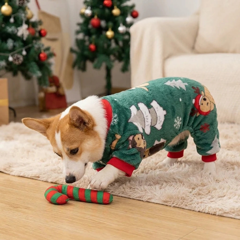 Tamecare Green Christmas Dog Print Pet Onesie