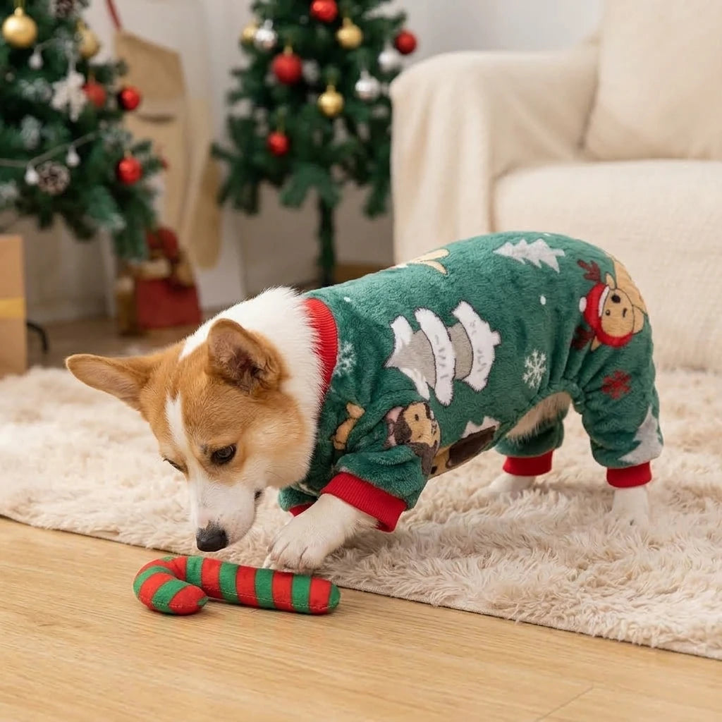 Tamecare Green Christmas Dog Print Pet Onesie - lifestyle view 3