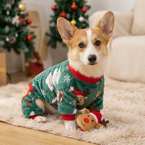 Tamecare Green Christmas Dog Print Pet Onesie