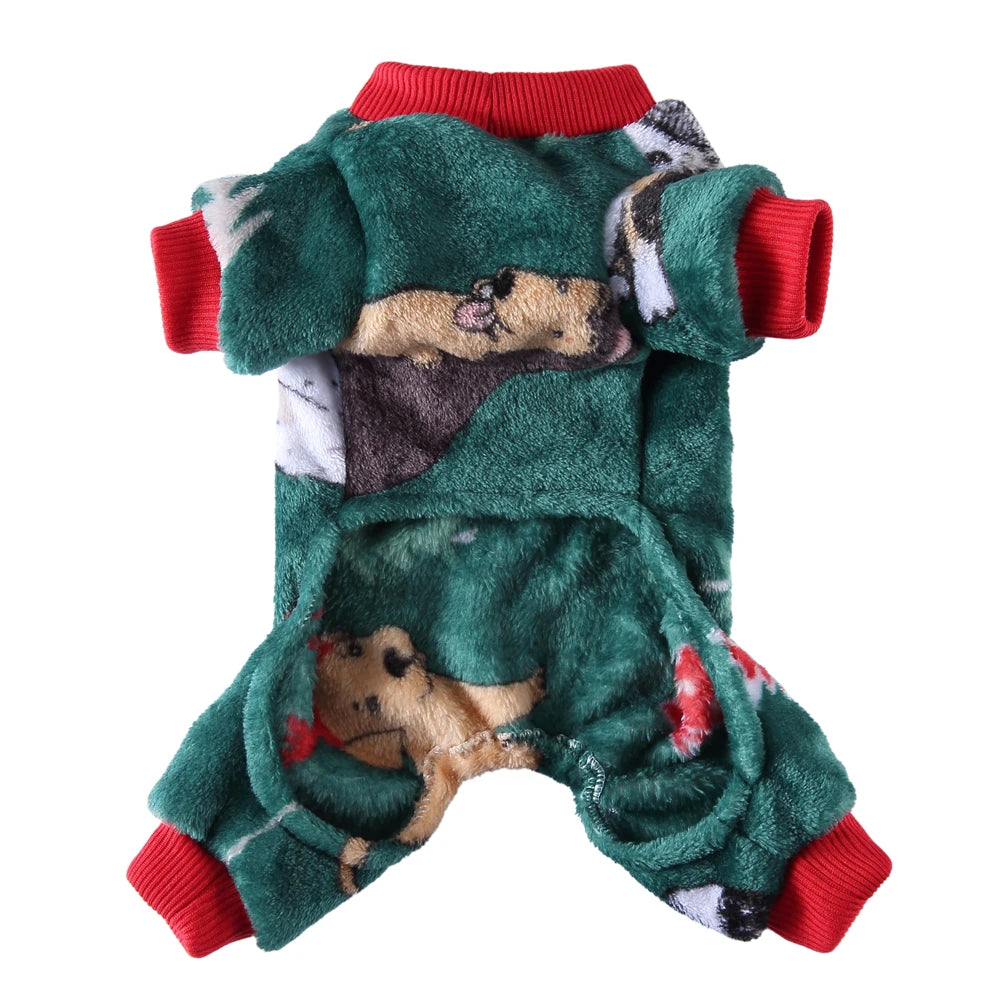 Tamecare Green Christmas Dog Print Pet Onesie