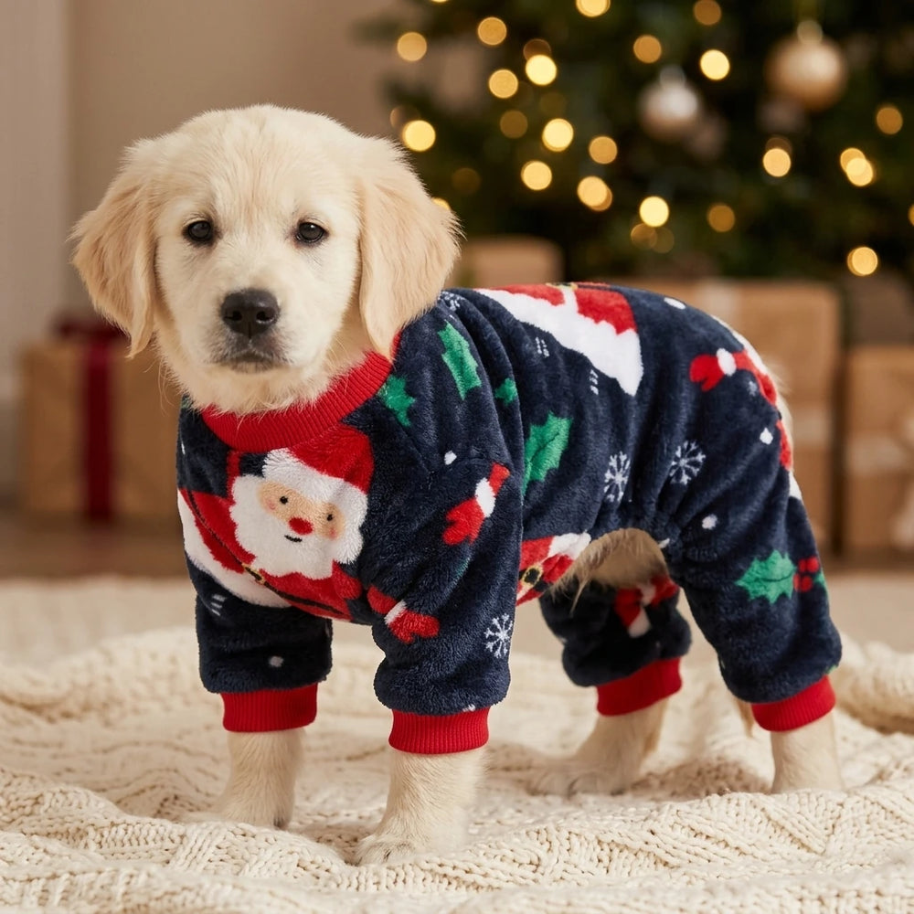 Tamecare Navy Santa Claus Pet Jumpsuit