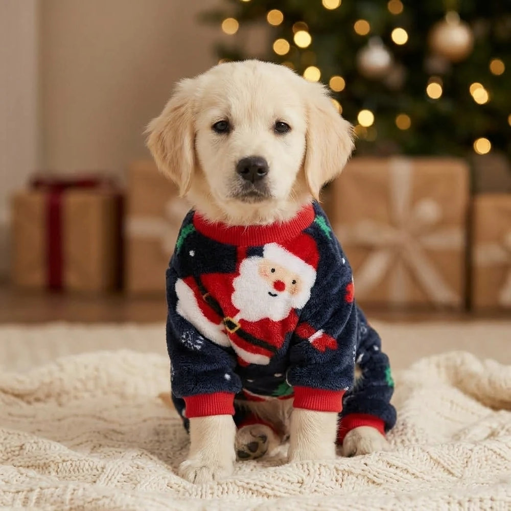Tamecare Navy Santa Claus Pet Jumpsuit