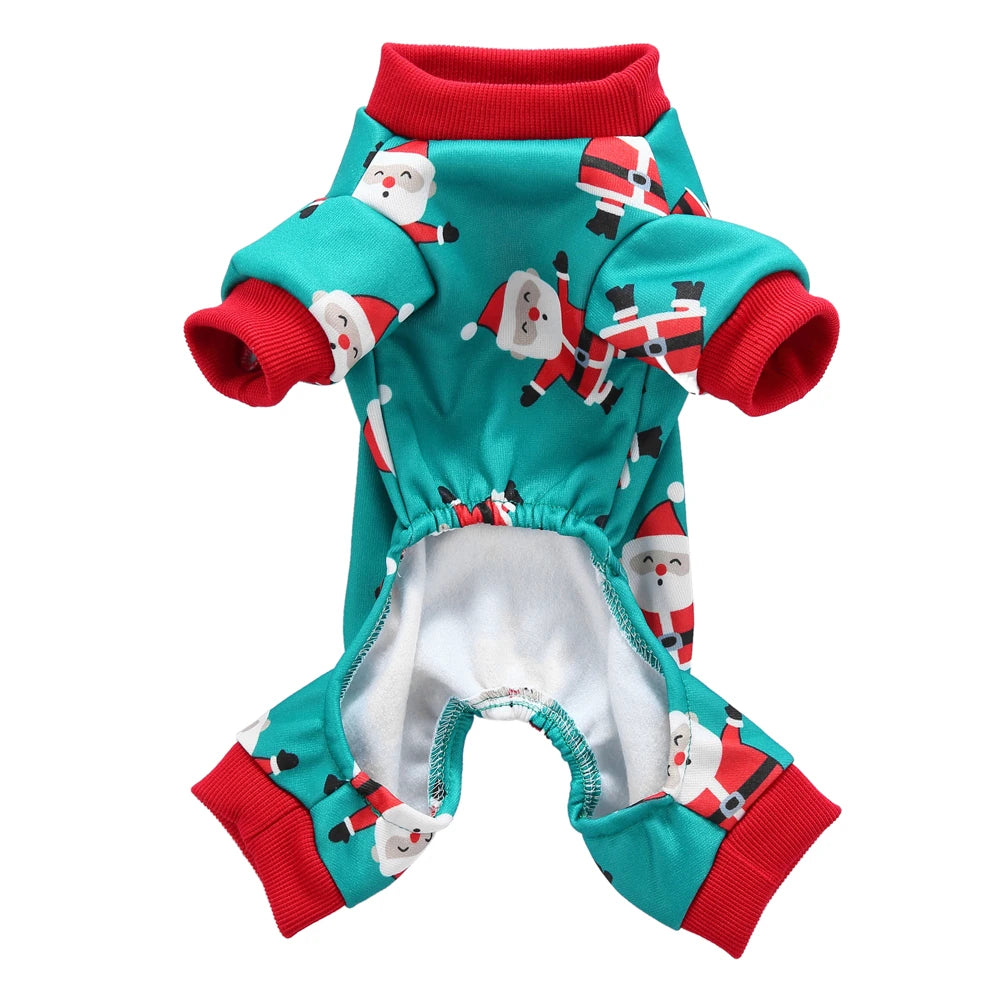 Tamecare Green Santa Print Dog Jumpsuit - product view 6