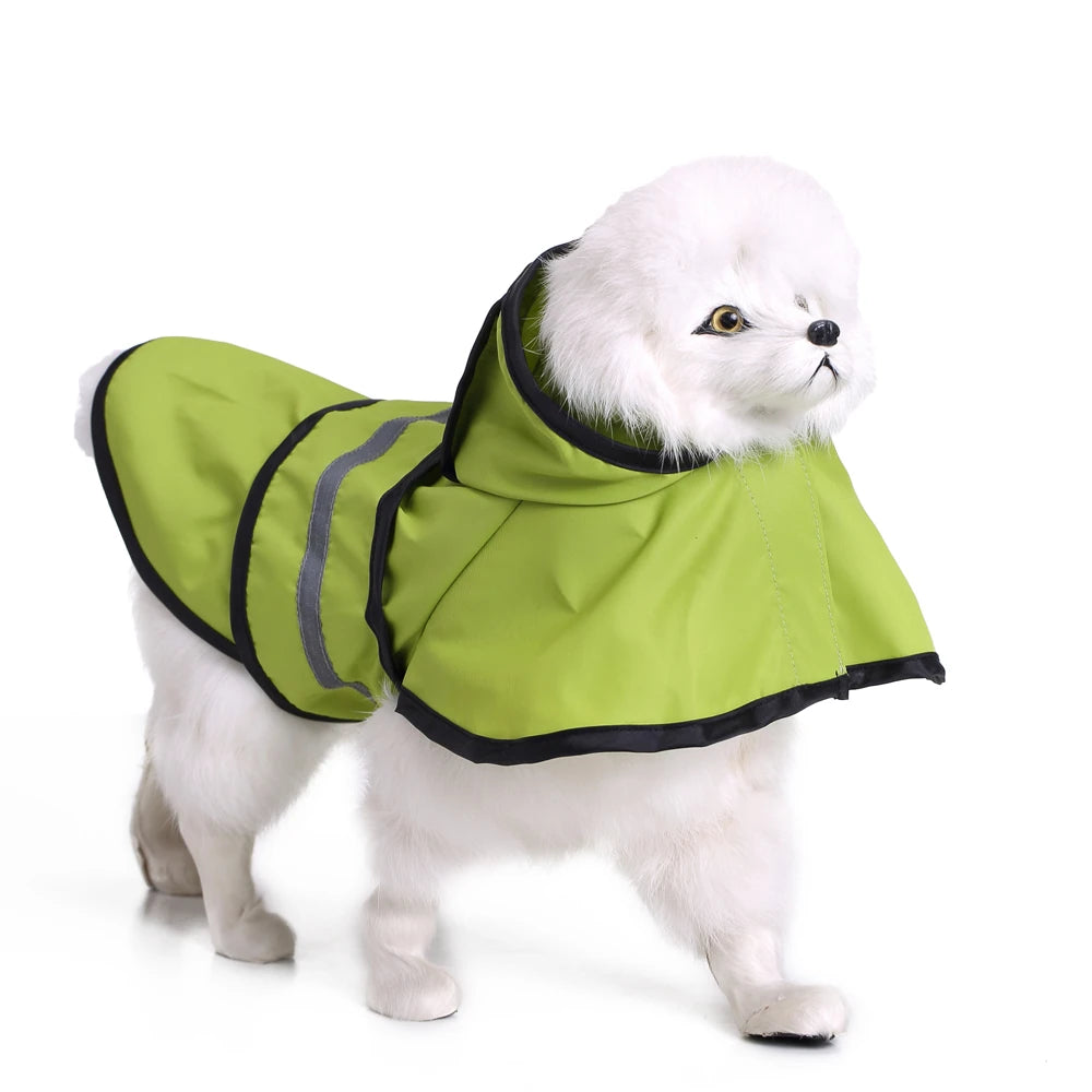 Reflective Hooded Dog Rain Cape with Leash Hole