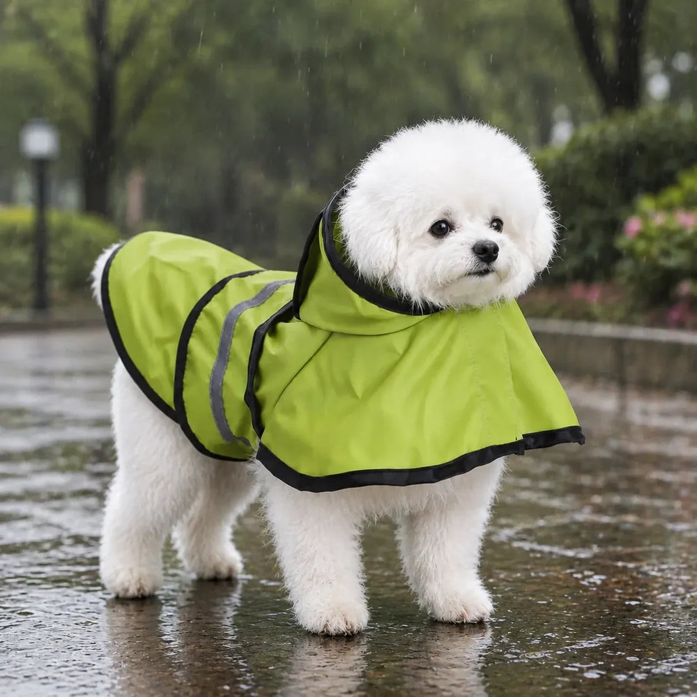 Reflective Hooded Dog Rain Cape with Leash Hole