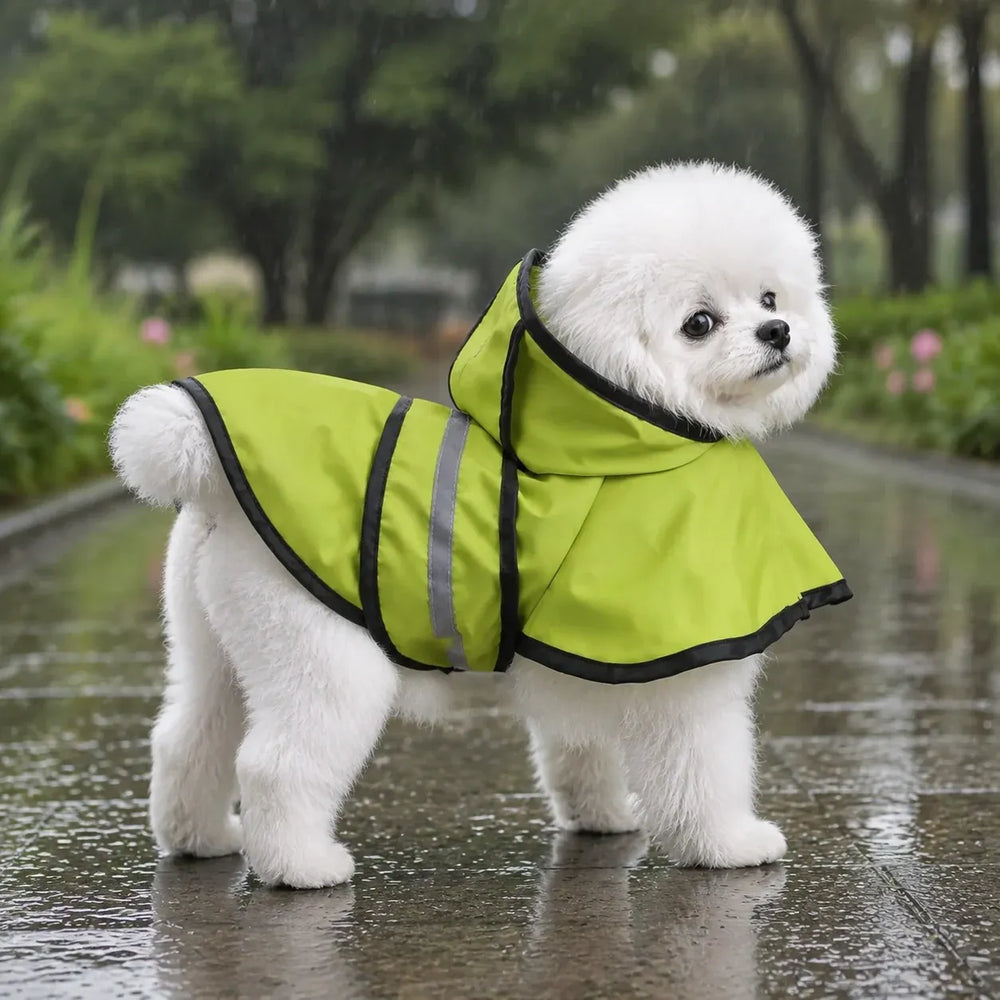 Reflective Hooded Dog Rain Cape with Leash Hole