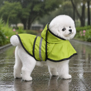 Reflective Hooded Dog Rain Cape with Leash Hole