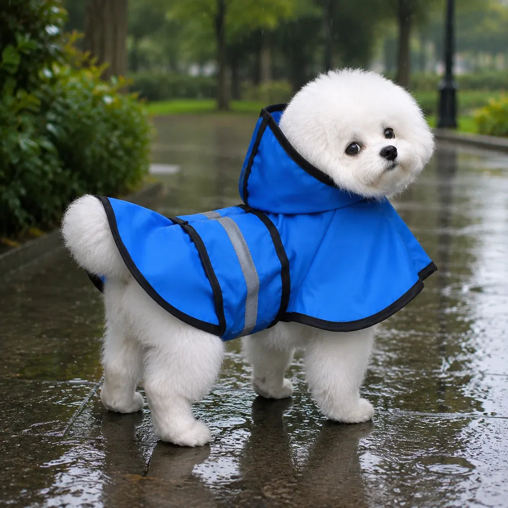 Reflective Hooded Dog Rain Cape with Leash Hole