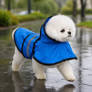 Reflective Hooded Dog Rain Cape with Leash Hole