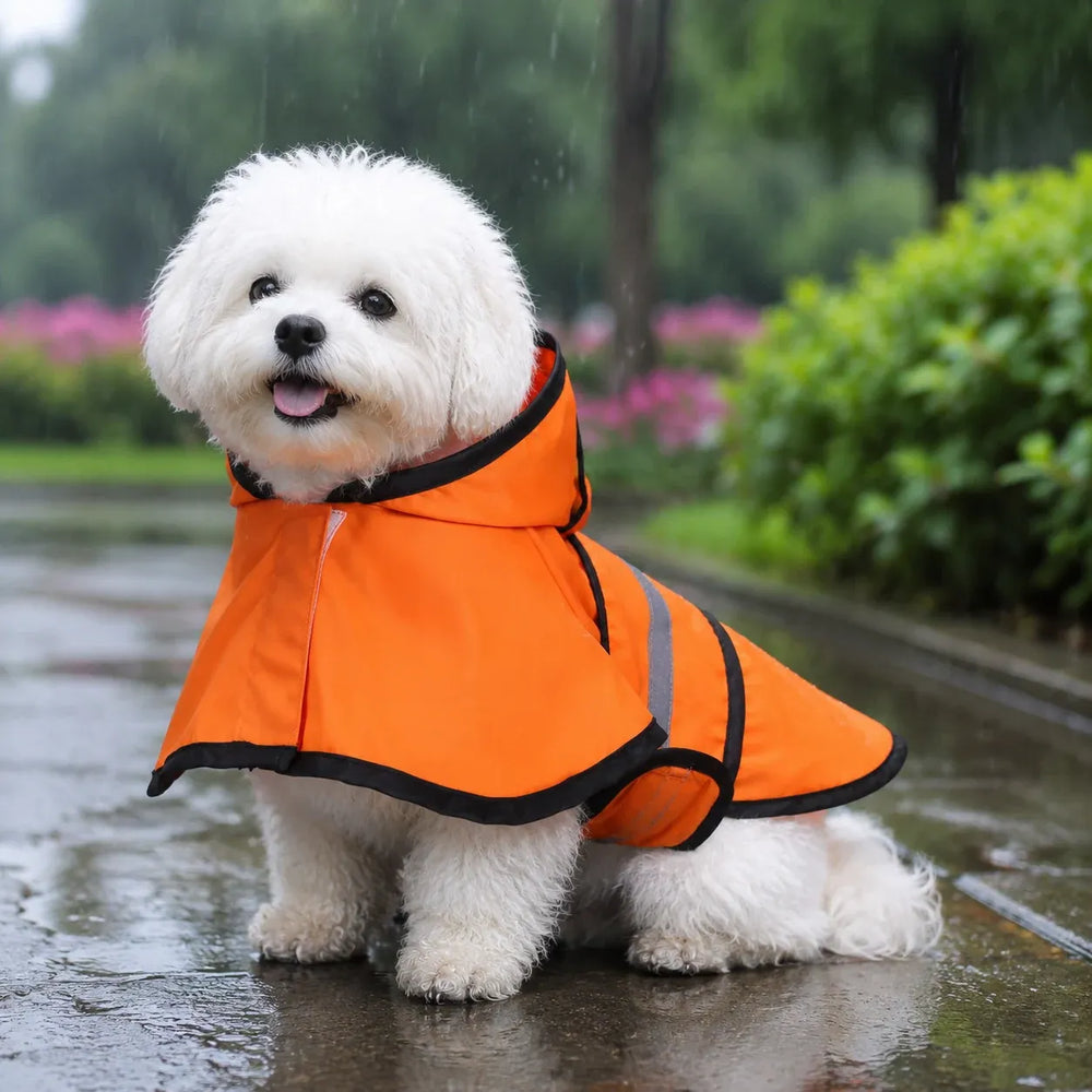 Reflective Hooded Dog Rain Cape with Leash Hole