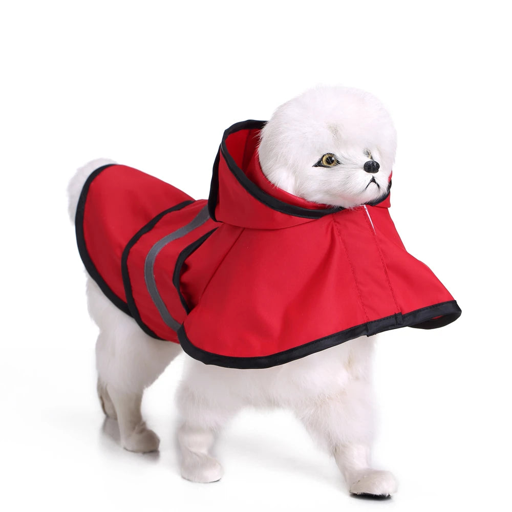 Reflective Hooded Dog Rain Cape with Leash Hole