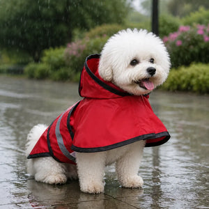 Reflective Hooded Dog Rain Cape with Leash Hole