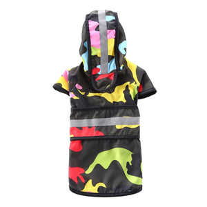 Color Camo Reflective Hooded Dog Rain Cape