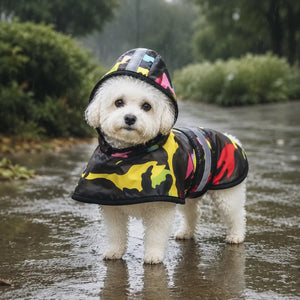 Color Camo Reflective Hooded Dog Rain Cape