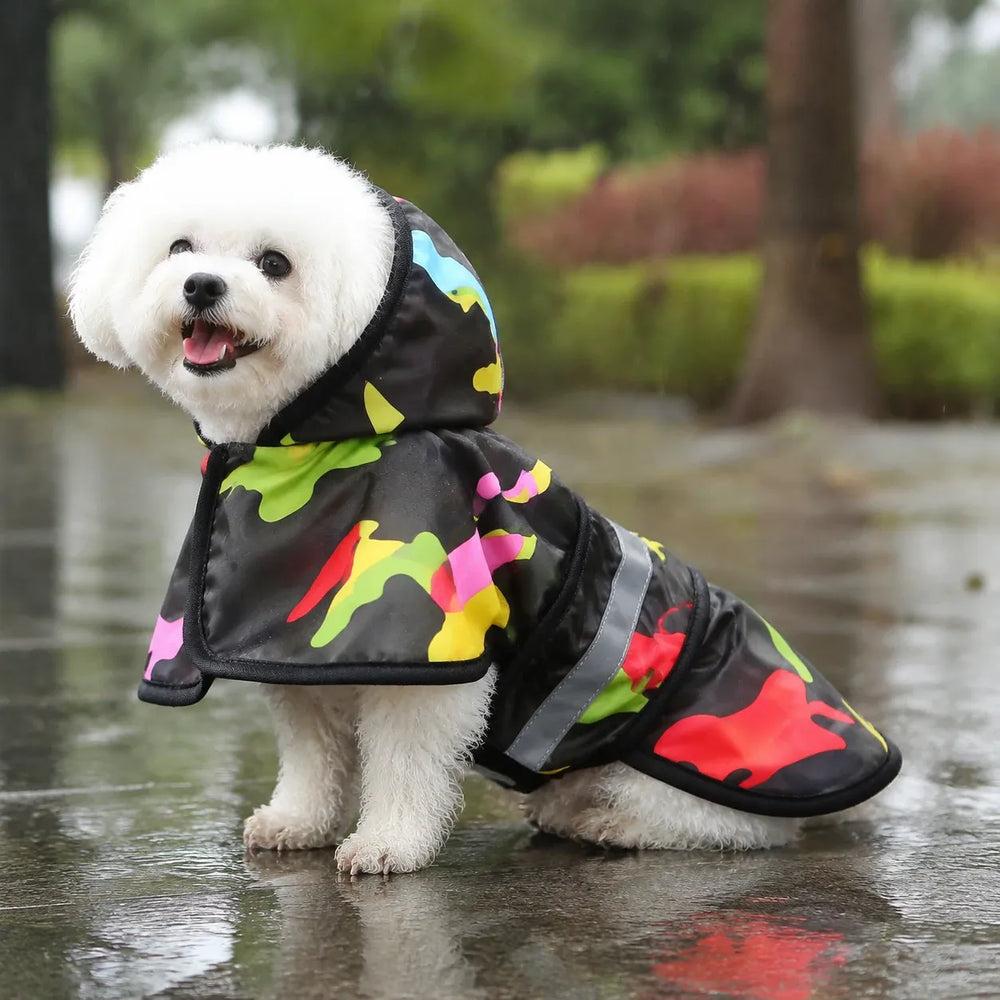 Color Camo Reflective Hooded Dog Rain Cape