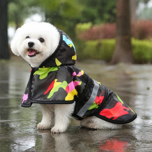 Color Camo Reflective Hooded Dog Rain Cape