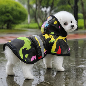 Color Camo Reflective Hooded Dog Rain Cape