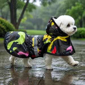 Color Camo Reflective Hooded Dog Rain Cape