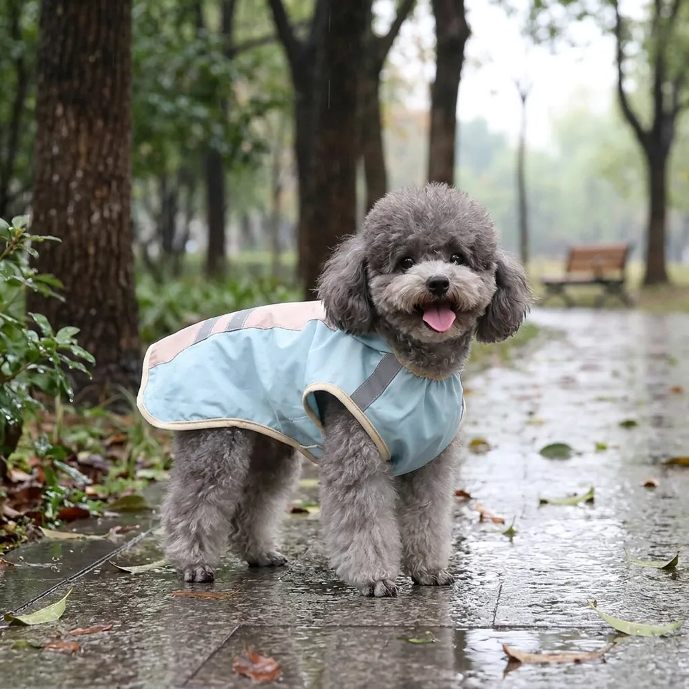 Reflective Hooded Dog Rain Poncho with Leash Hole