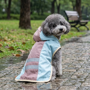 Reflective Hooded Dog Rain Poncho with Leash Hole