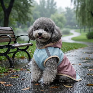 Reflective Hooded Dog Rain Poncho with Leash Hole