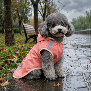 Reflective Hooded Dog Rain Poncho with Leash Hole