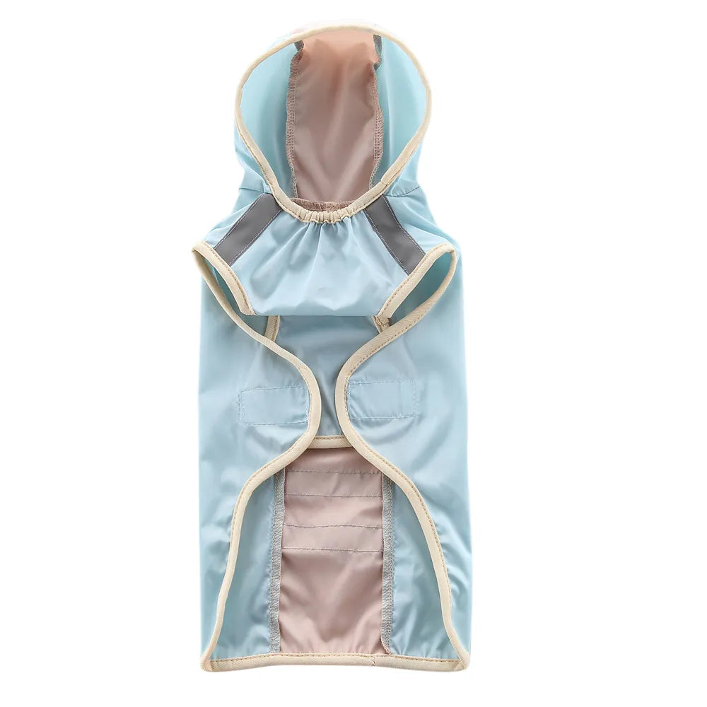 Reflective Hooded Dog Rain Poncho with Leash Hole
