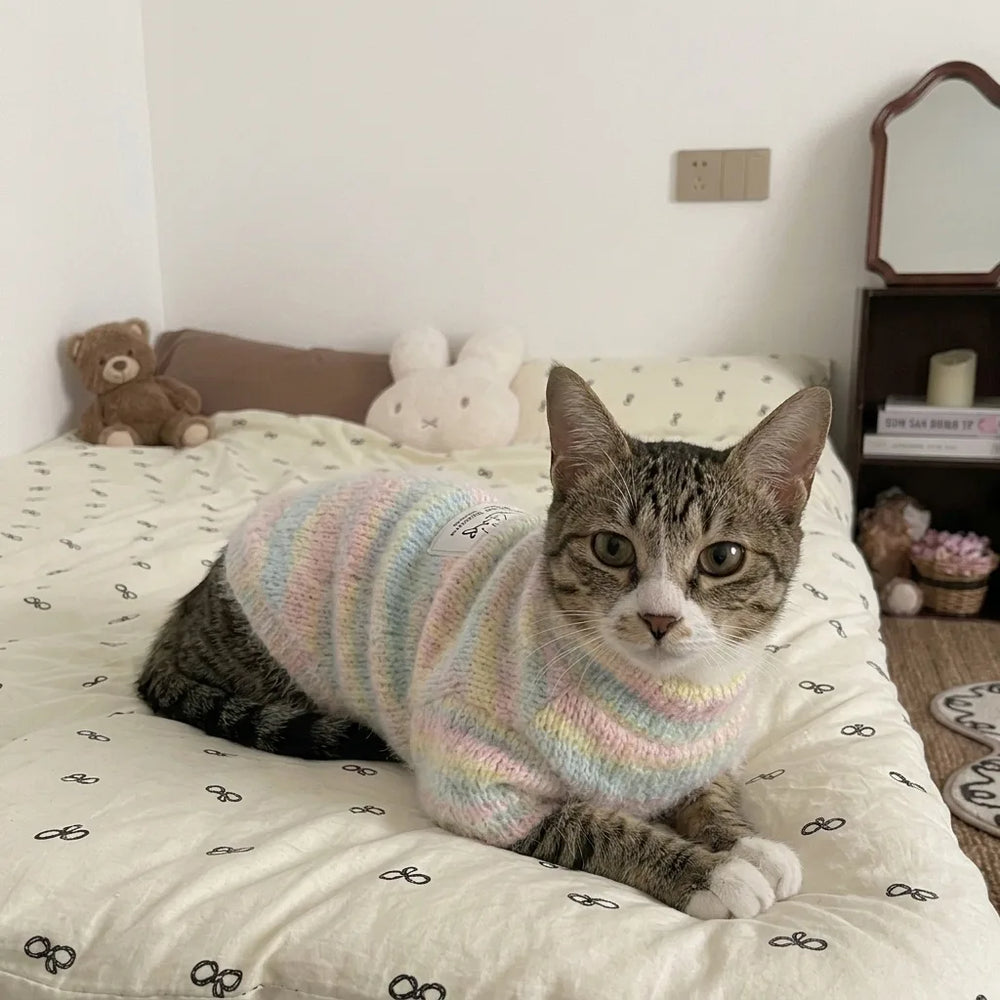 Tamecare Pastel Knit Two-Leg Cat Pajamas