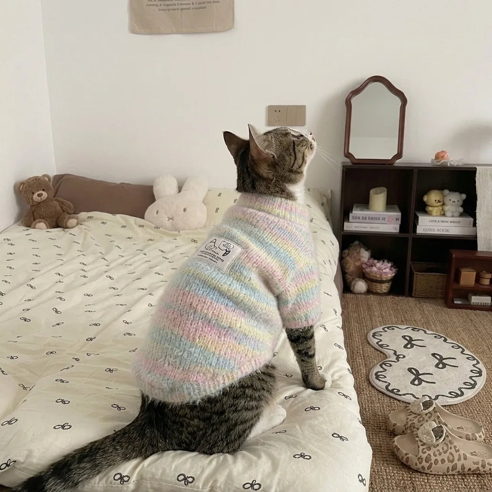 Tamecare Pastel Knit Two-Leg Cat Pajamas