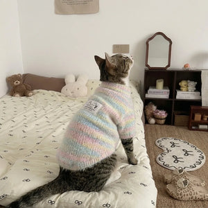 Tamecare Pastel Knit Two-Leg Cat Pajamas