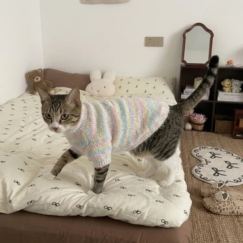 Tamecare Pastel Knit Two-Leg Cat Pajamas
