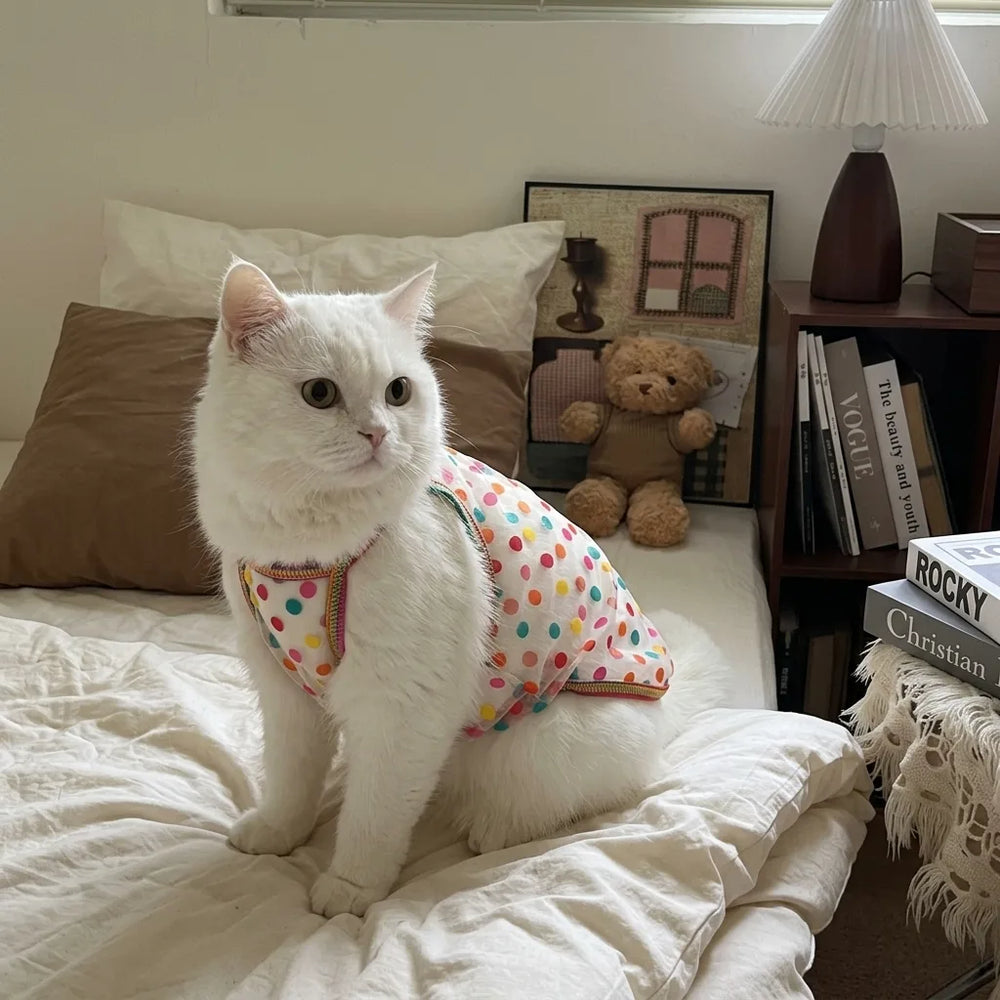 Tamecare Colorful Polka Dot Mesh Cat Vest